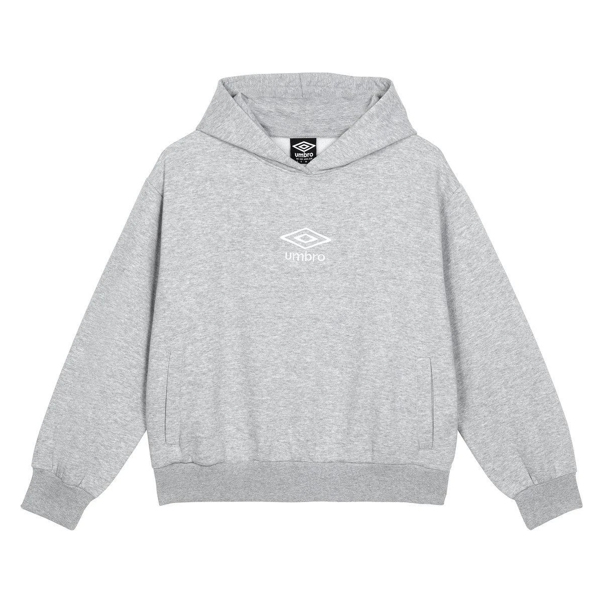 UMBRO Womens/Ladies Core Hoodie (Grey Marl/White) 1 UMBRO Womens/Ladies Core Hoodie (Grey Marl/White)