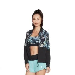 Skechers Womens/Ladies Palm Leaf Reversible Bomber Jacket (Porcelain/Black)