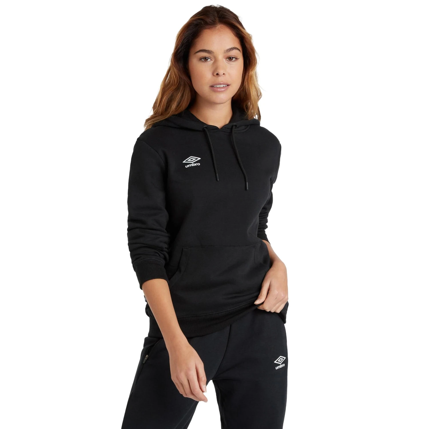UMBRO Womens/Ladies Club Leisure Hoodie (Black/White) 3 UMBRO Womens/Ladies Club Leisure Hoodie (Black/White) - Image 3