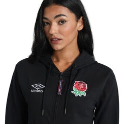 UMBRO England Rugby Womens/Ladies Classic Full Zip Hoodie (Black) -Sportswear Store ke850db9a694cd5ce96f7a9887b7f8541