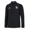 UMBRO Ipswich Town FC Mens 22/23 Half Zip Fleece Top (Black/Carbon)